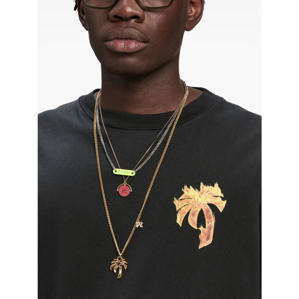 Palm Angels Zwarte T-shirts Polos voor mannen Black Heren