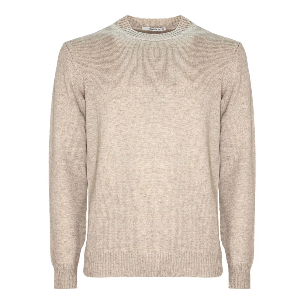 Kangra Beige Wol Kasjmier Blend Crewneck Trui Beige Heren
