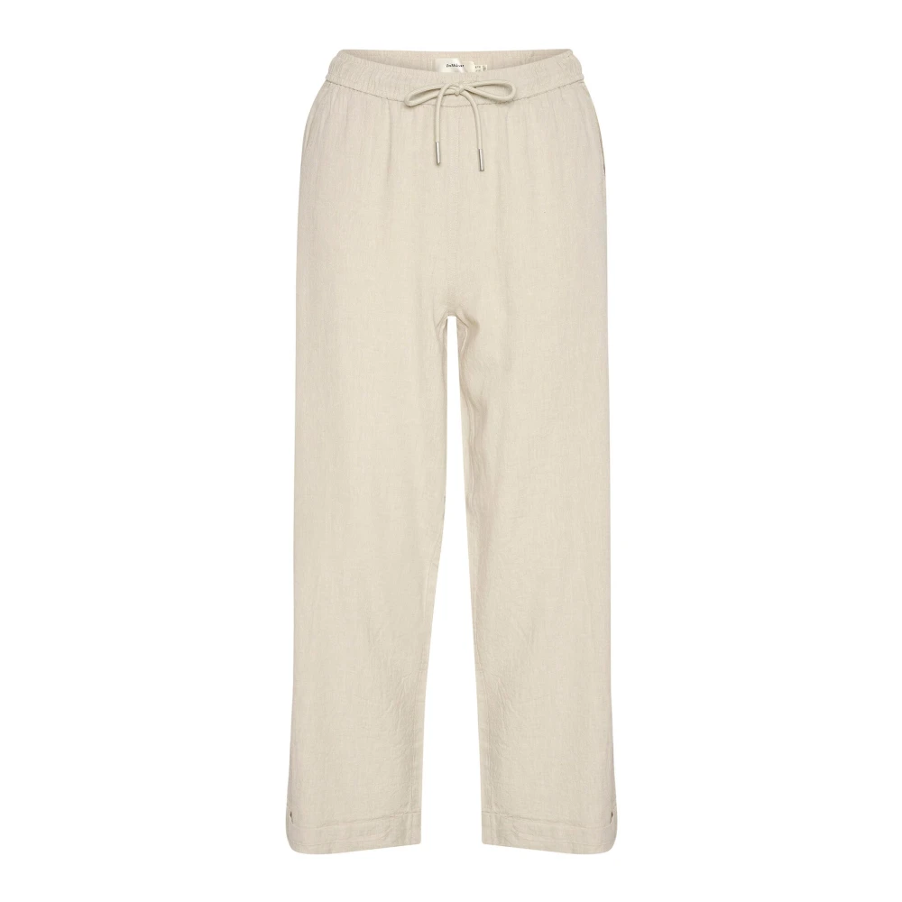 Inwear Beige Straight Trousers, Female, 2XL, Haze Melange Culotte Trousers