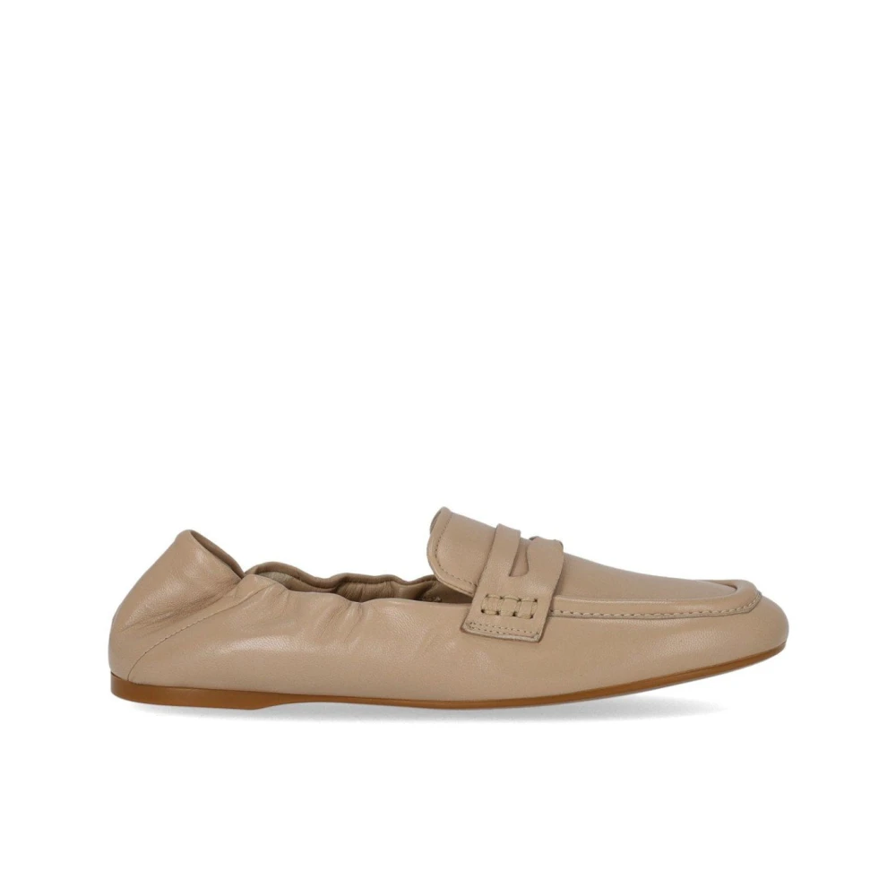 Guglielmo Rotta Vrouw Beige Schoenen Dames, 37 Eu, Leer, Satin Camoscio Loafer