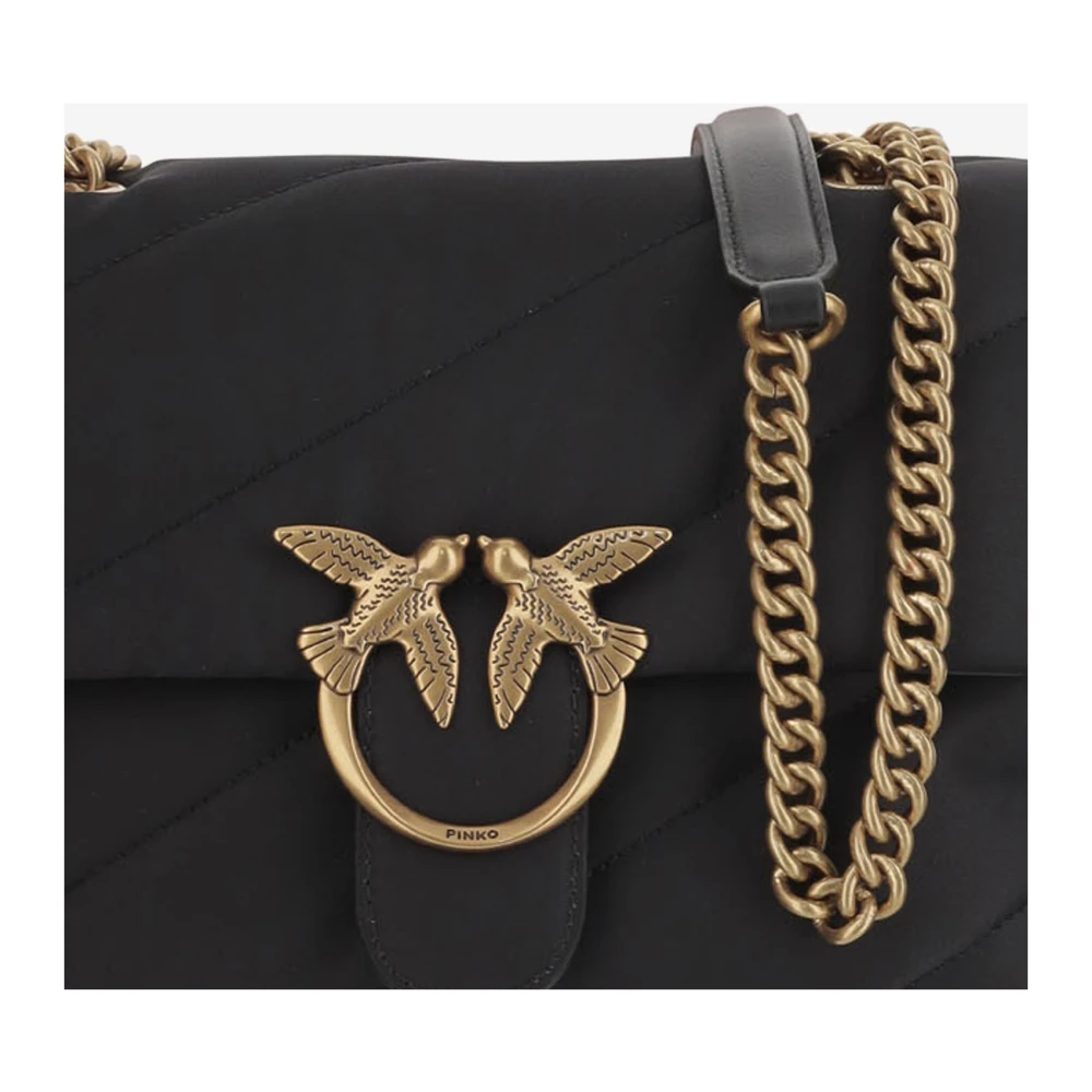 pinko Gewatteerde Love Birds Schoudertas Black Dames