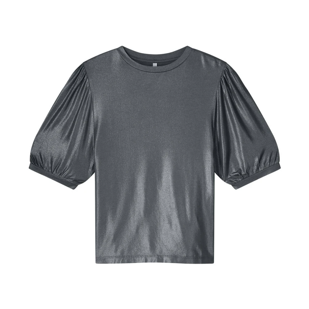Summum Woman Metallic Coated Jersey Top Gray Dames
