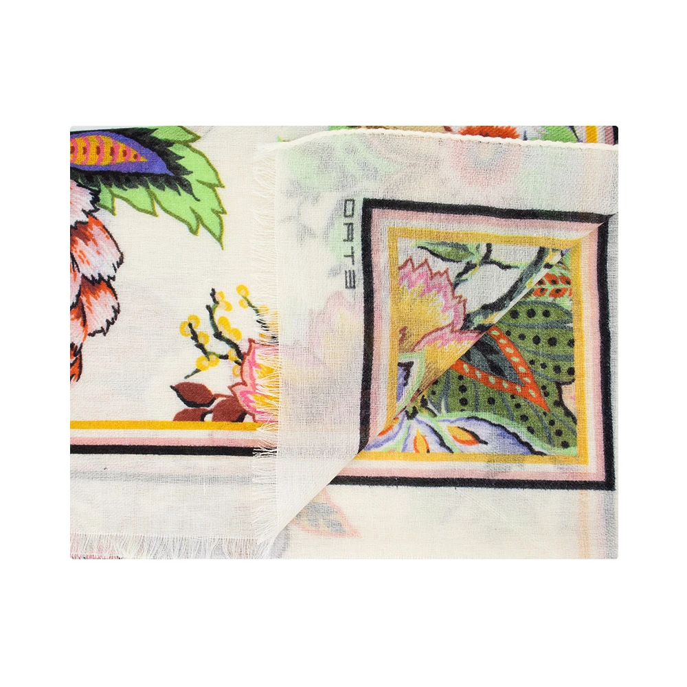 ETRO Sjaal met Multicolor Boeketprint White Dames