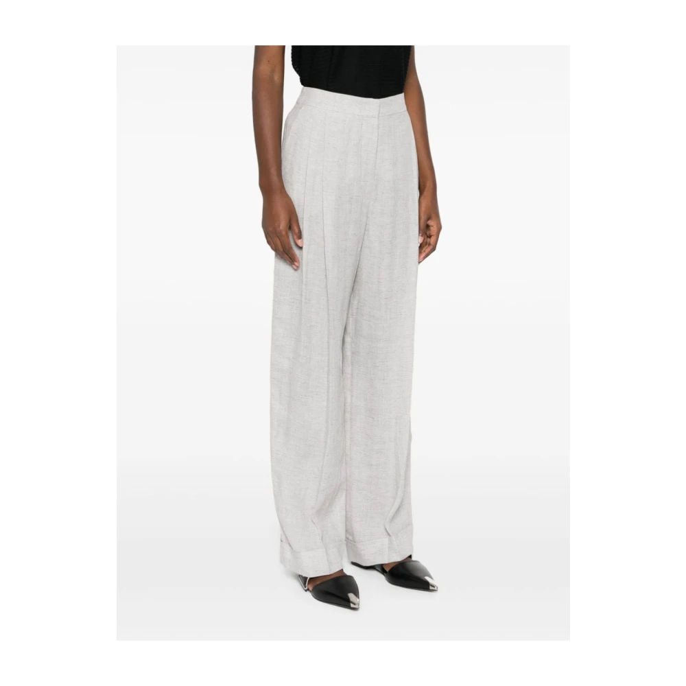 Emporio Armani Grijze Linnen Blend Broek met Dart Detailing Gray Dames