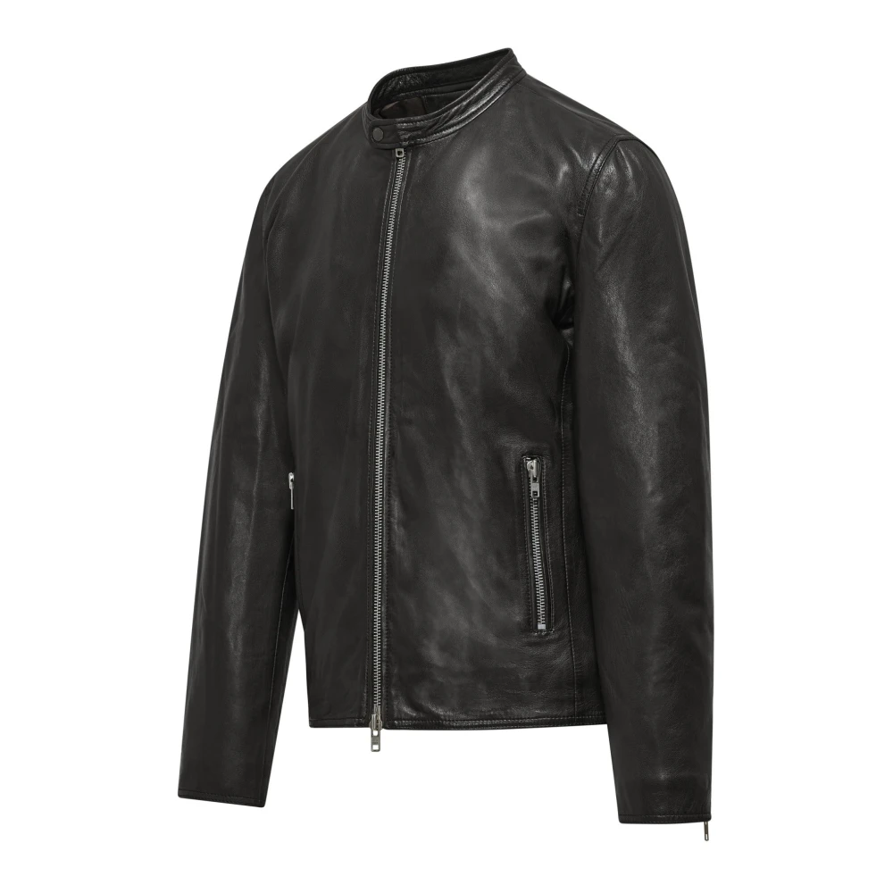 BomBoogie Nappa Leren Opstaande Kraag Jas Brown Heren