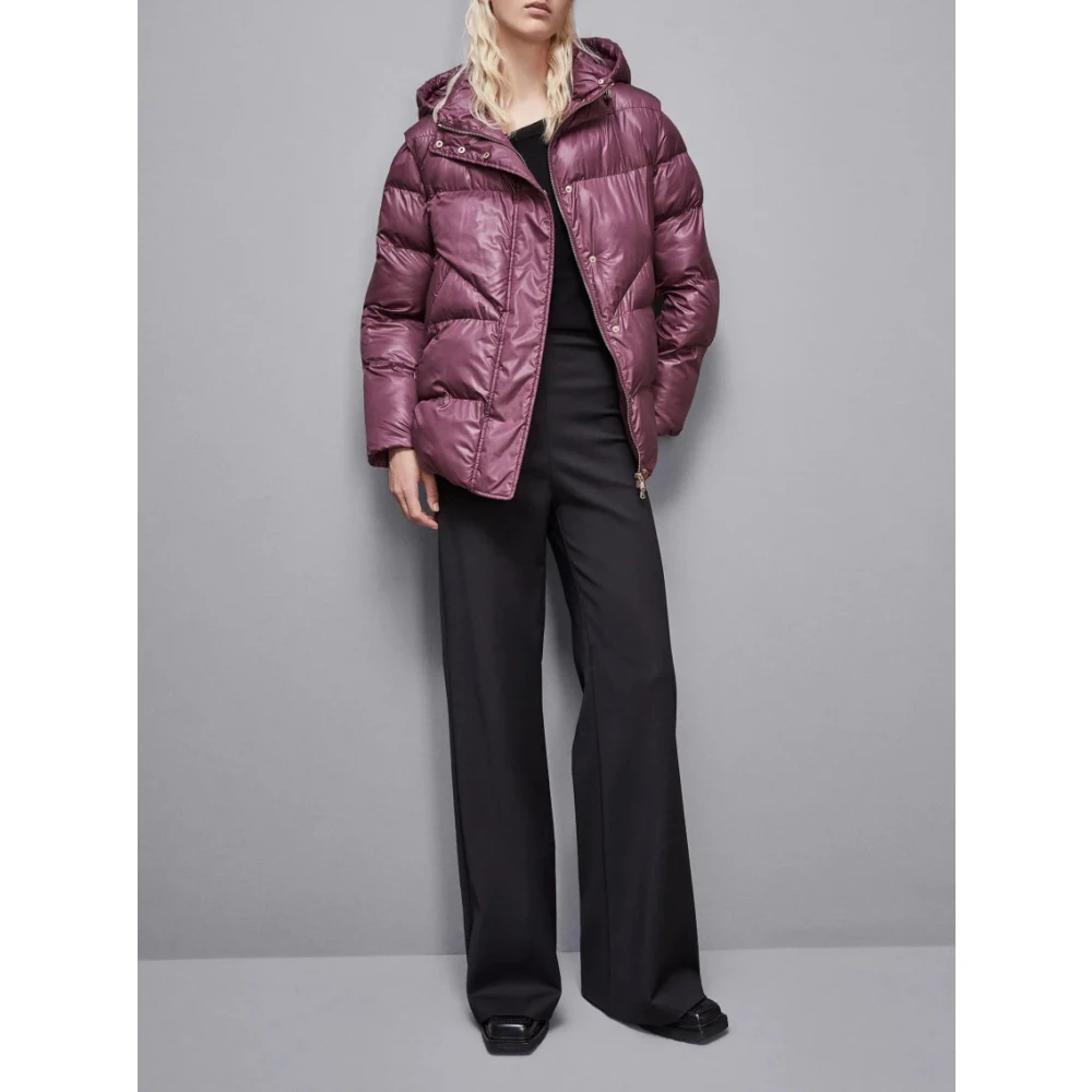 PATRIZIA PEPE Glanzende Nylon Puffer Jas Purple Dames
