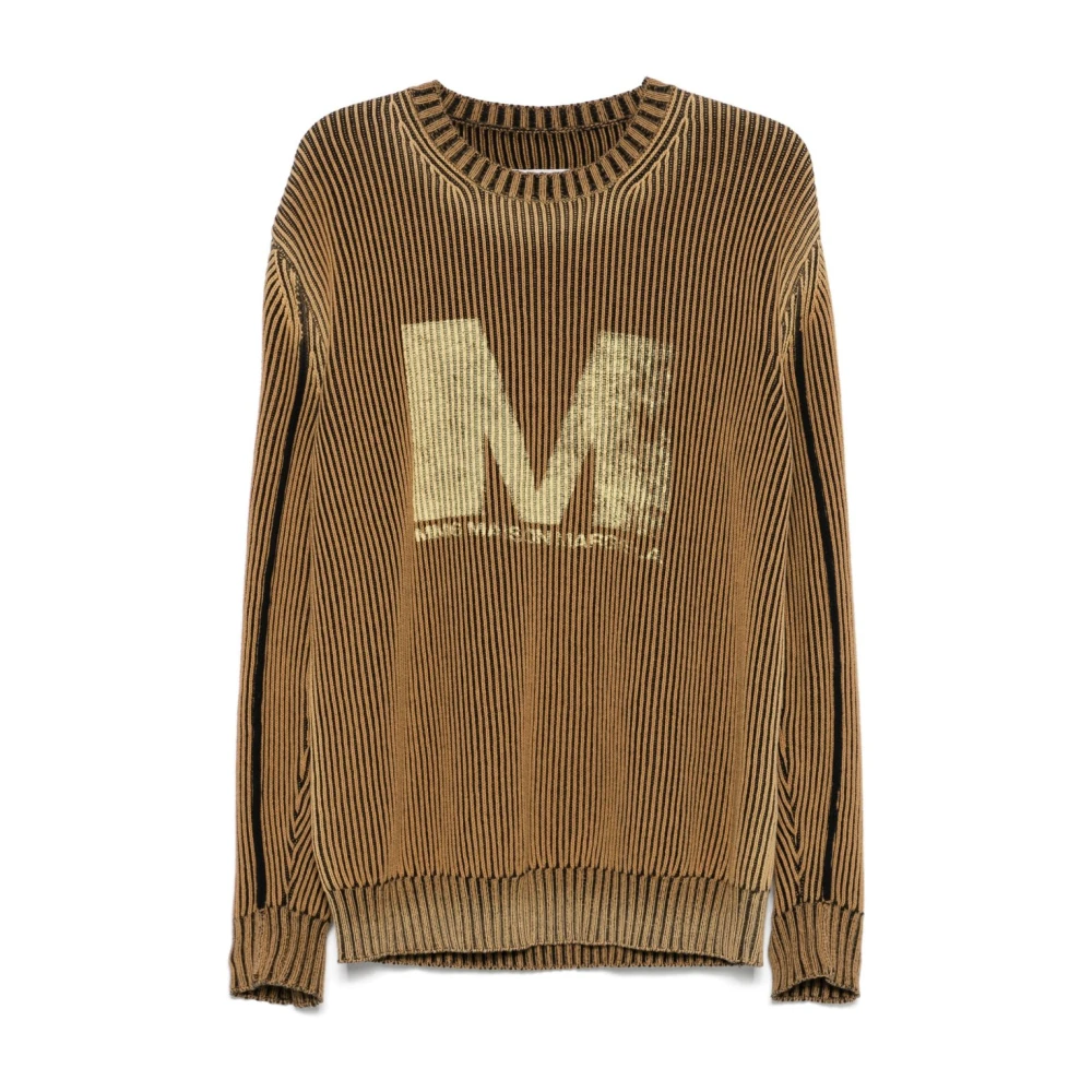 MM6 Maison Margiela Zwarte Sweater met Logo Print Brown Heren