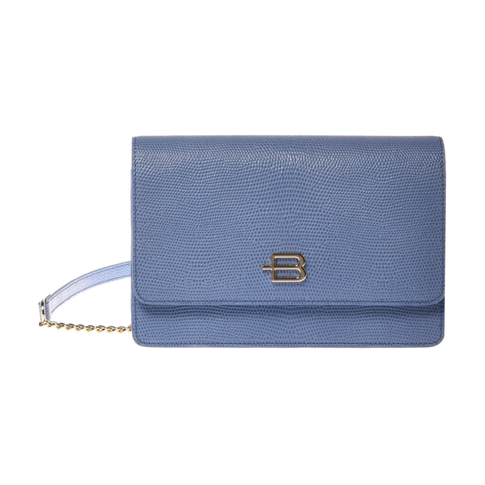 Baldinini Women's Blue Wallets & Cardholders, One Size, Lizard Print Wallet With Chain