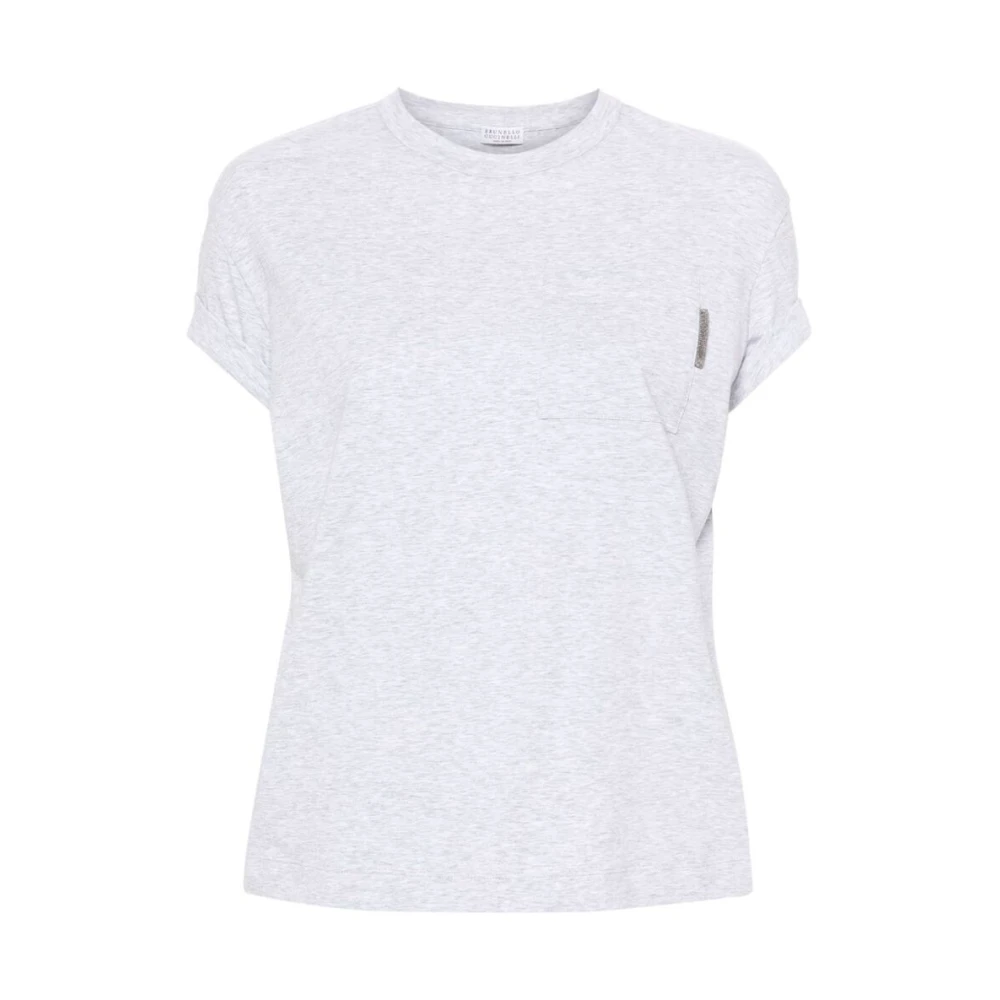 BRUNELLO CUCINELLI Heather Grey Katoenmix T-shirt Gray Dames