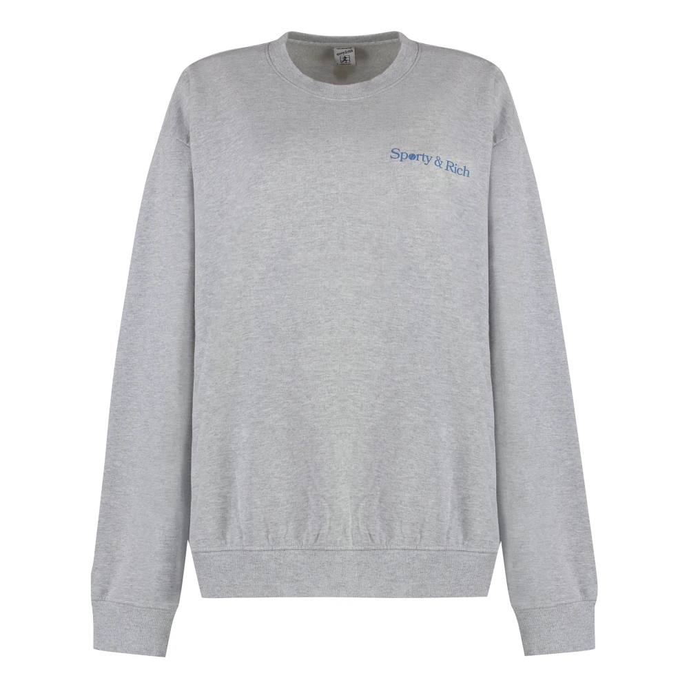 Sporty & Rich Geribbelde Katoenen Crew-neck Sweatshirt Gray Dames