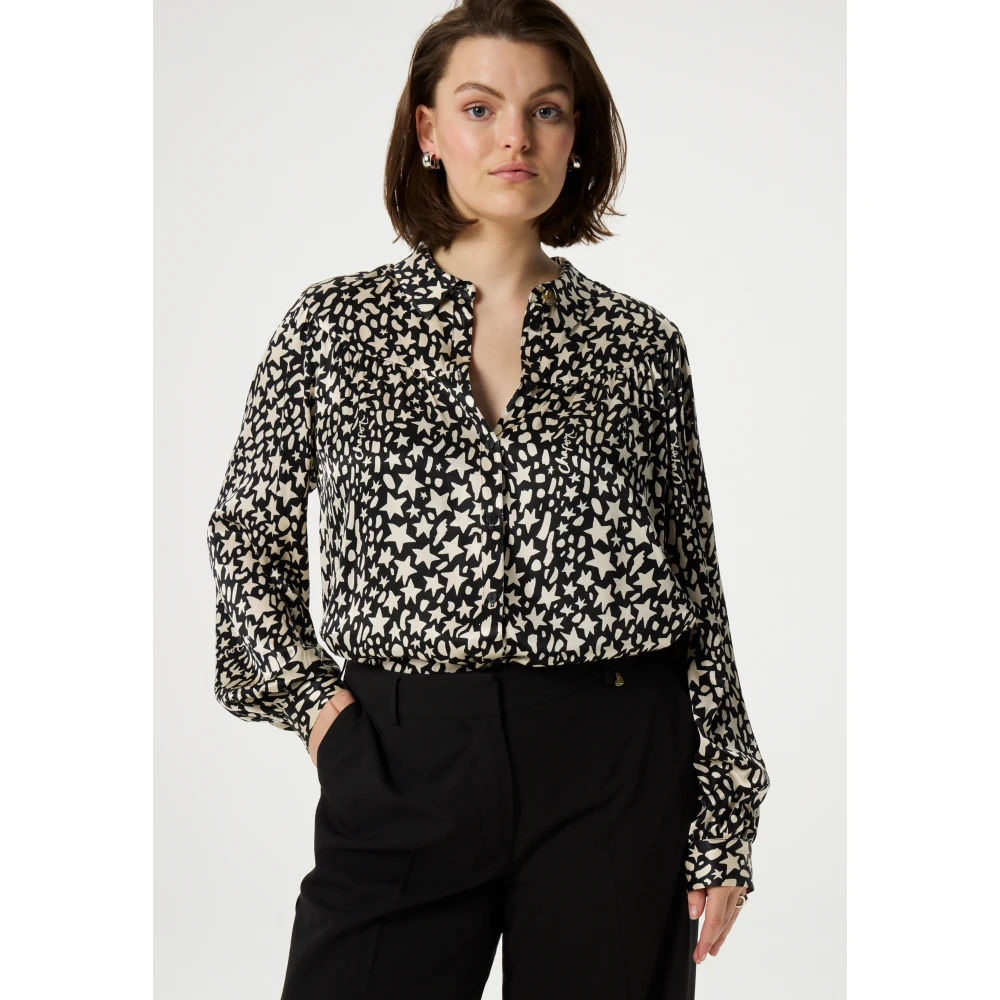 Fabienne Chapot Sterrenprint Lange Mouw Blouse Black Dames
