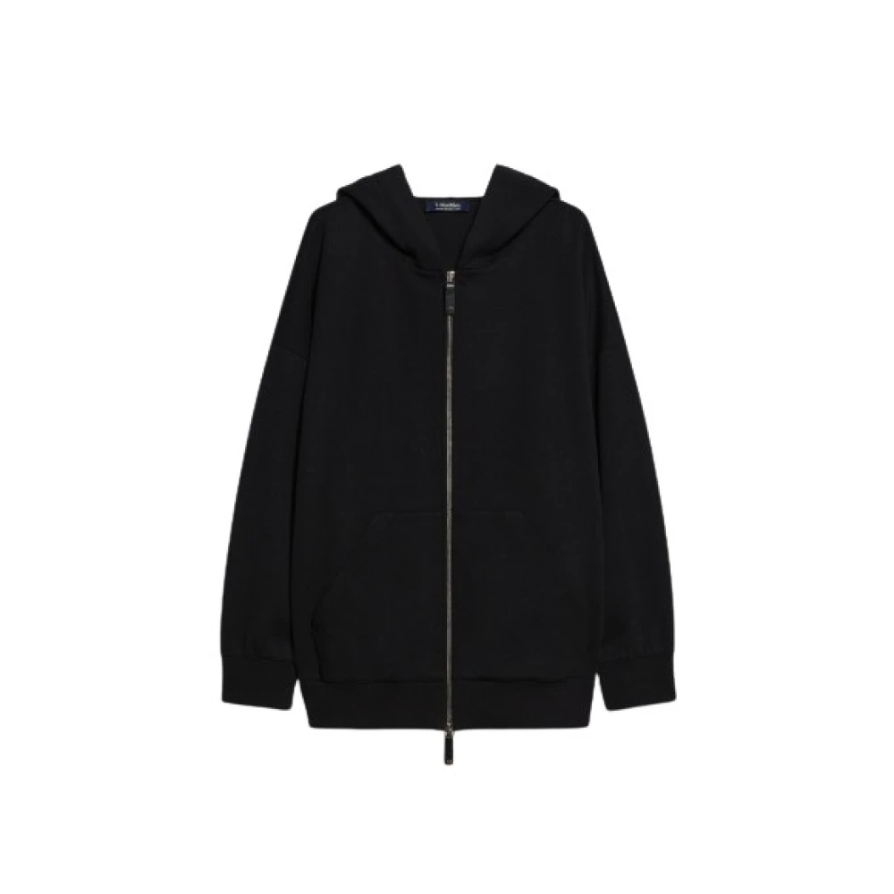 Max Mara Katoenen Zip-Up Hoodie Sweatshirt Black Dames