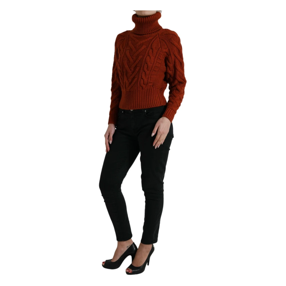 Dolce & Gabbana Luxe Bruine Wollen Coltrui Brown Dames