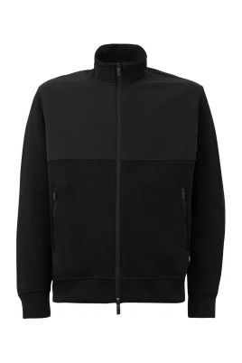 Full Zip Stretch Bomullsblandning Sweatshirt