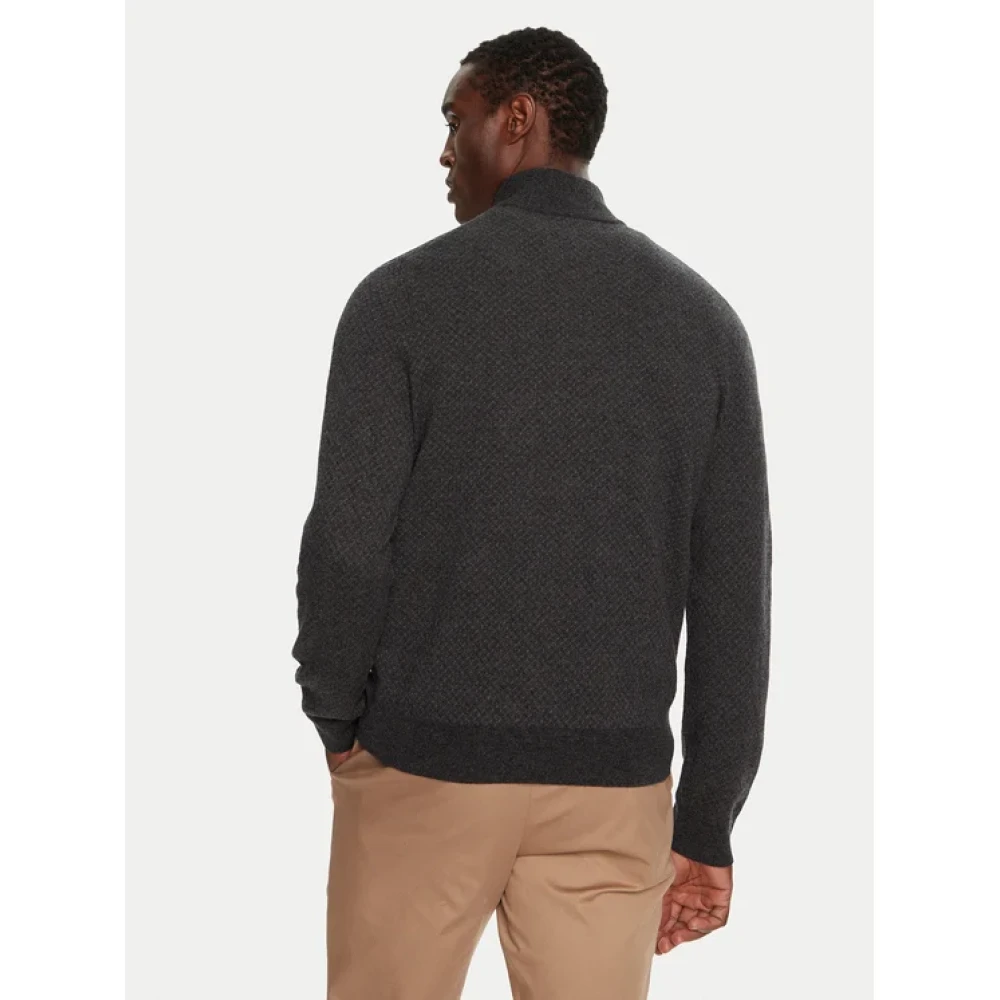 Hugo Boss Zwarte wollen half-zip trui Black Heren