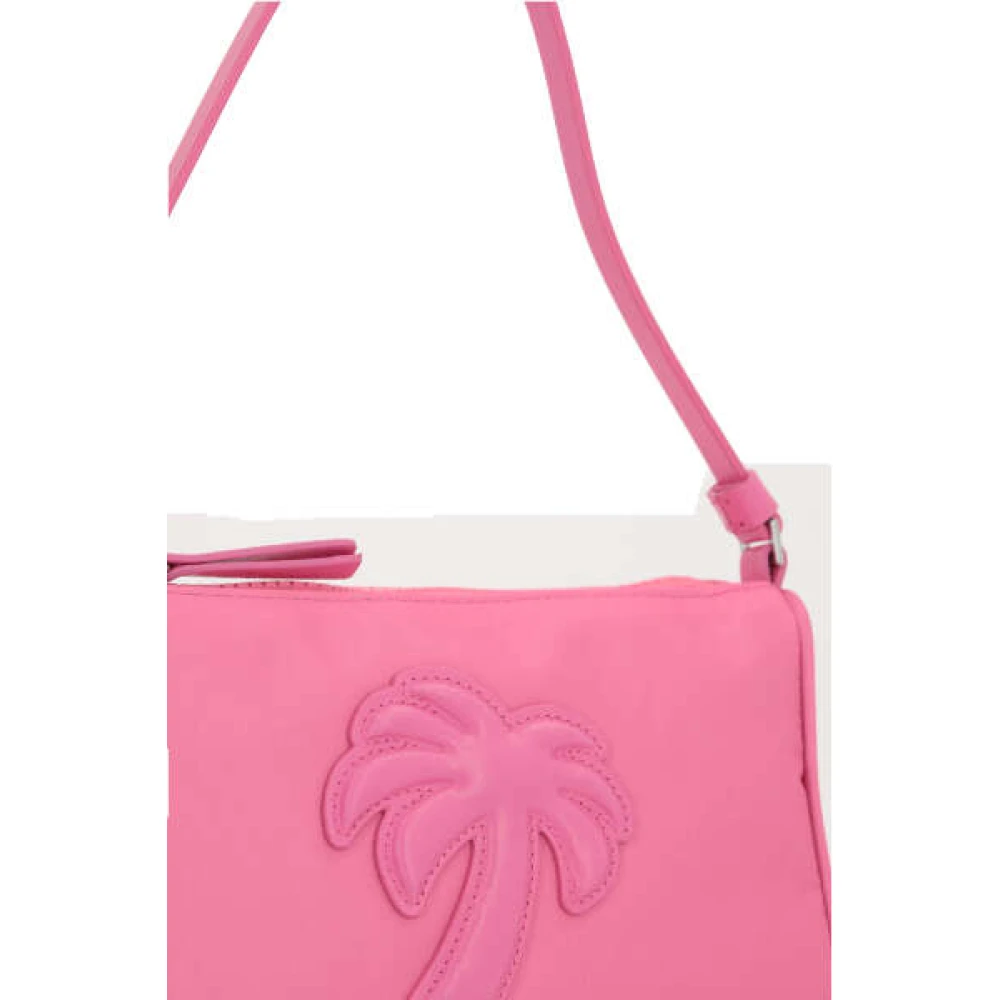 Palm Angels Roze Nylon Handtas met Leren Palm Tree Patch Pink Dames