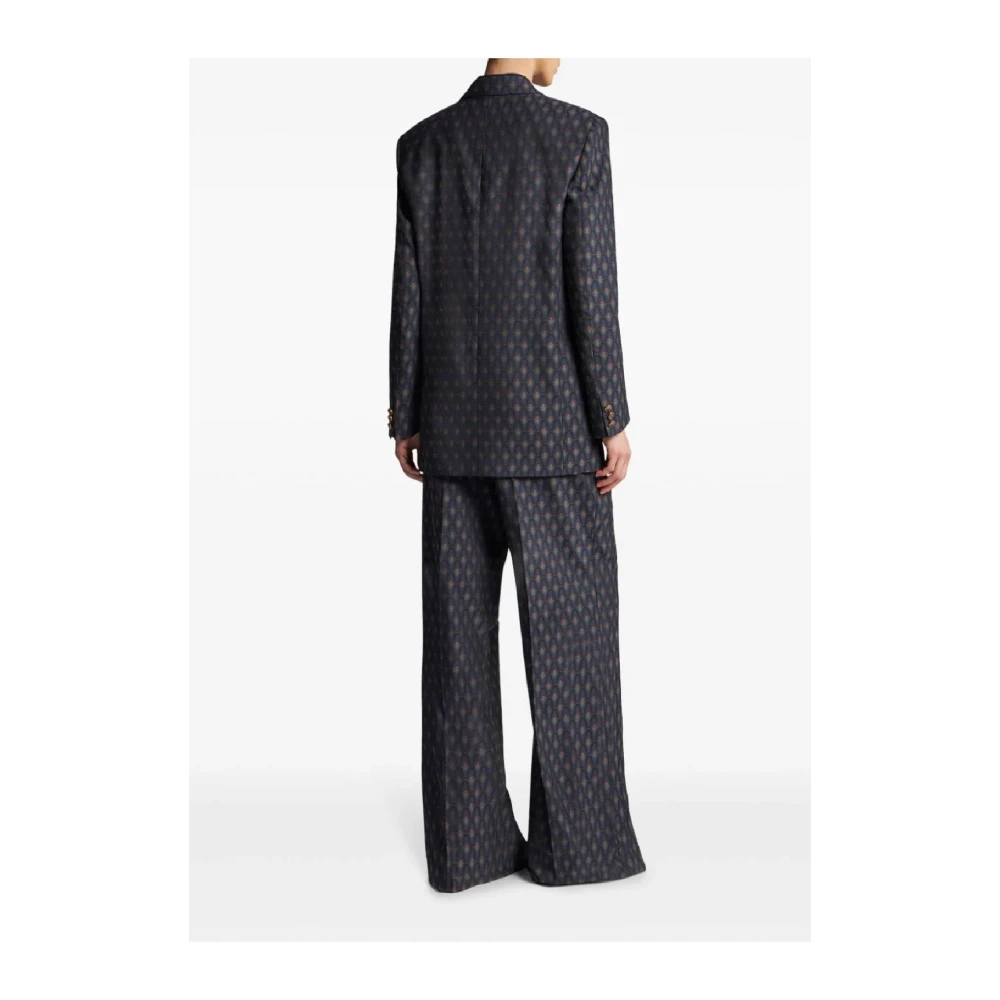 ETRO Blauwe Wolmix Stijlvolle Jas Blue Dames