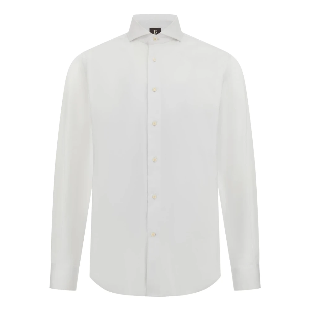 Boggi Milano Slim Fit Stretch Katoenen en Nylon Overhemd White Heren