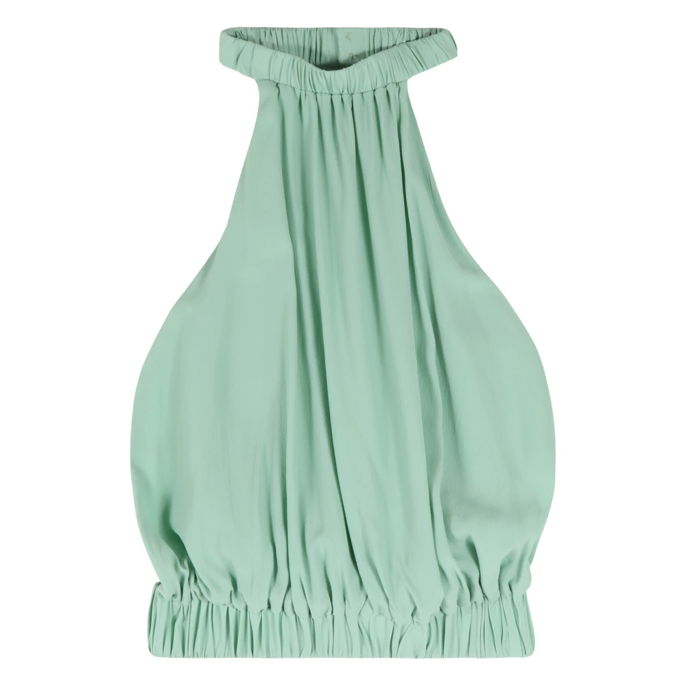 Federica Tosi Zijden blend tanktop met elastische randen Green Dames