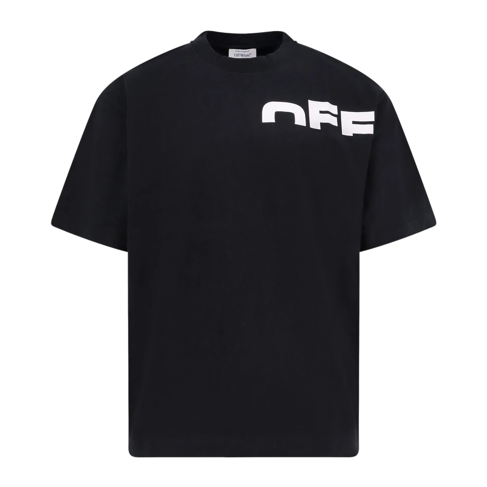 Off White Logo Print Katoen Crew-neck T-shirt Black Heren