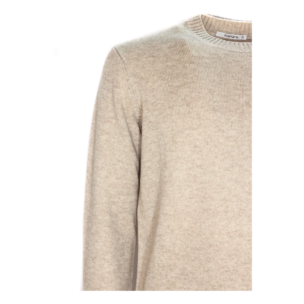 Kangra Beige Wol Kasjmier Blend Crewneck Trui Beige Heren