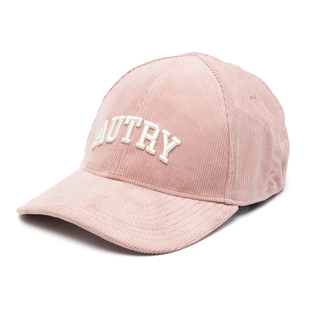 Autry Corduroy Baseball Cap met Brim Stitching Pink Unisex