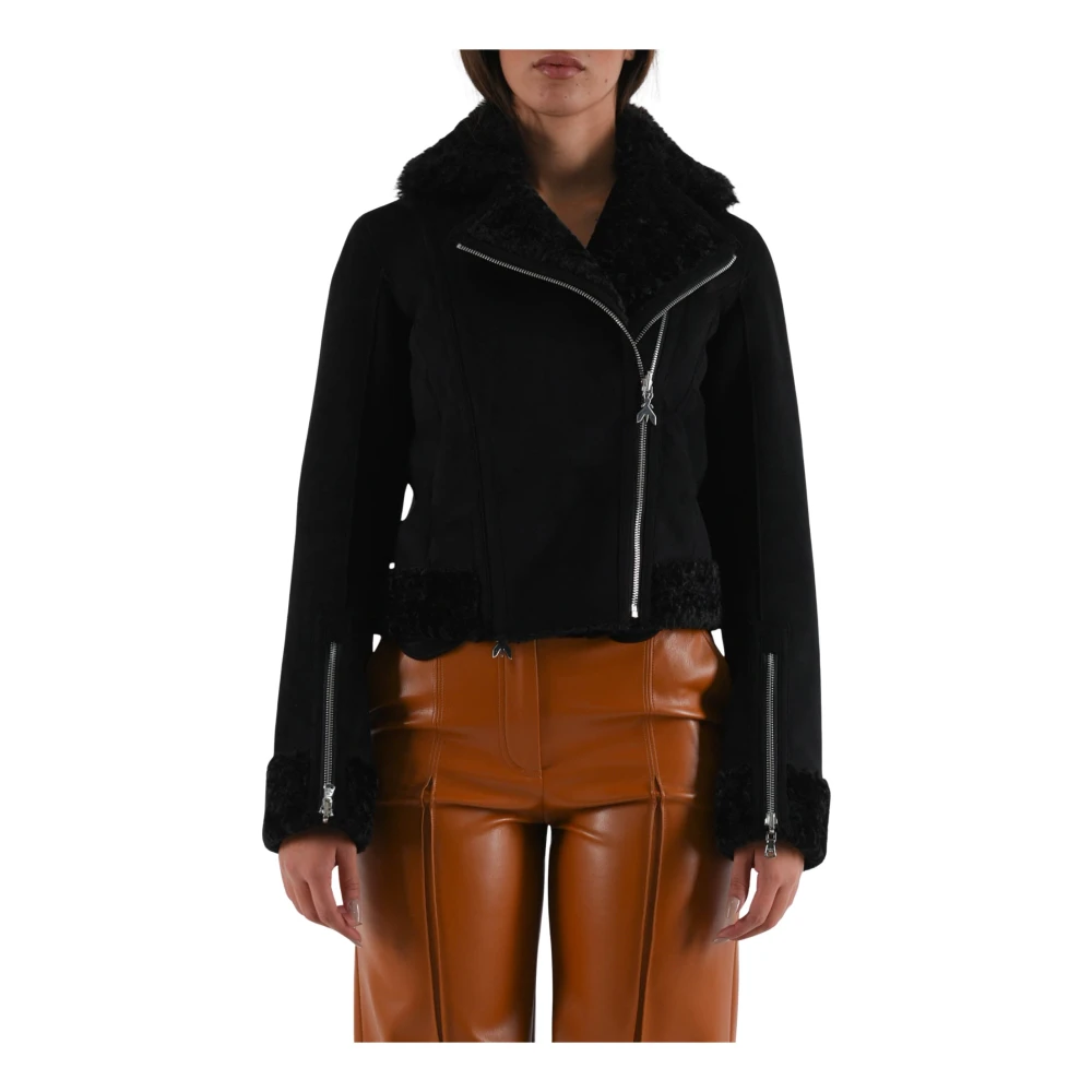 PATRIZIA PEPE Omkeerbare imitatieleren jas Black Dames