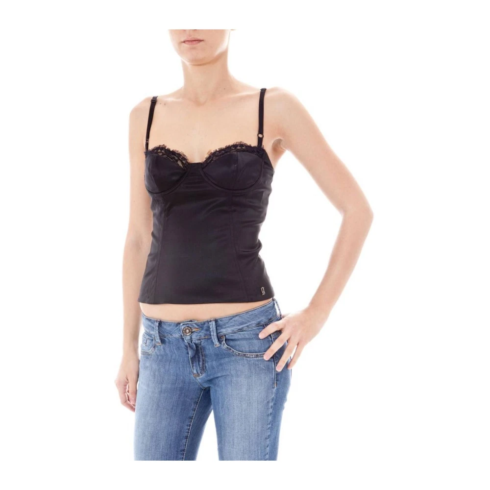 John Galliano Top met verstelbare bandjes en kantinzetten Black Dames