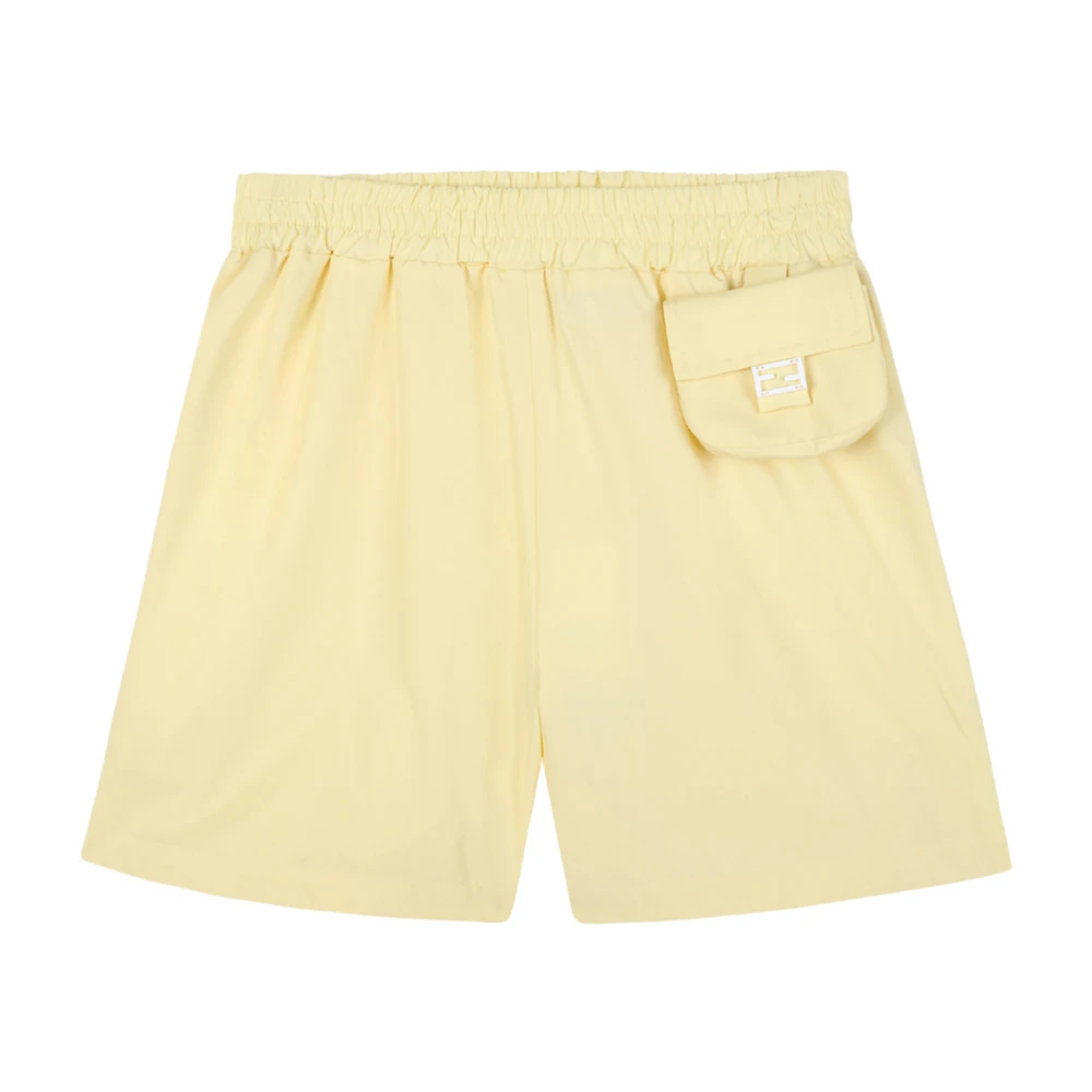 Fendi Unisex Kids Yellow Shorts, 10 Y, Logo-Plaque Cargo Shorts