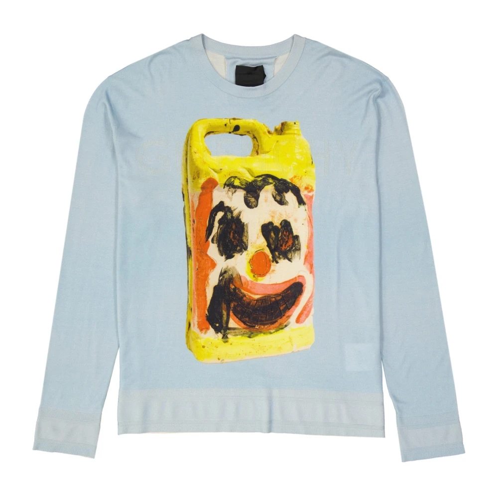 Givenchy Geprinte Zijde Wol Trui Blue Heren