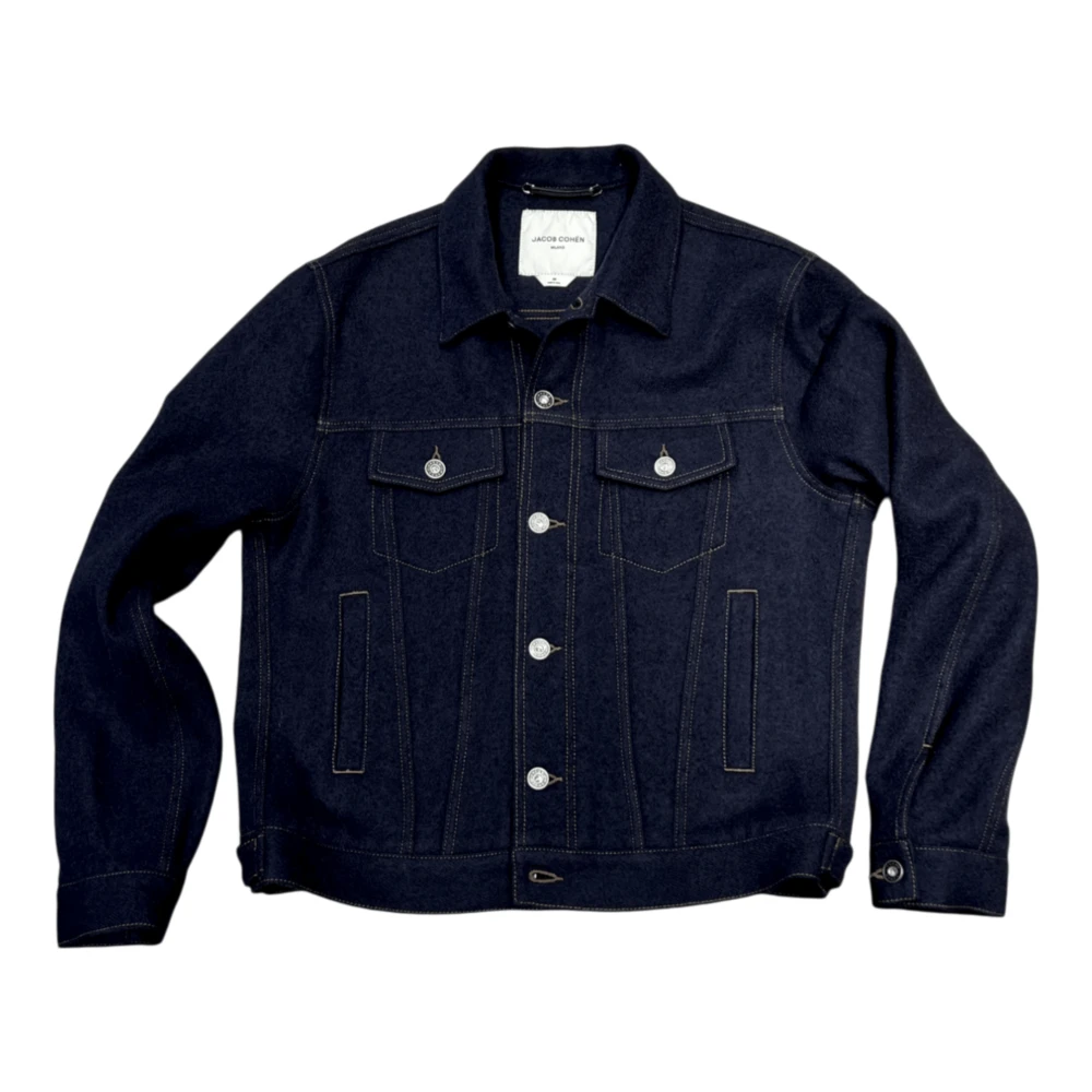 Jacob Cohën Uomo Blu Giacca Trucker In Lana Scuro