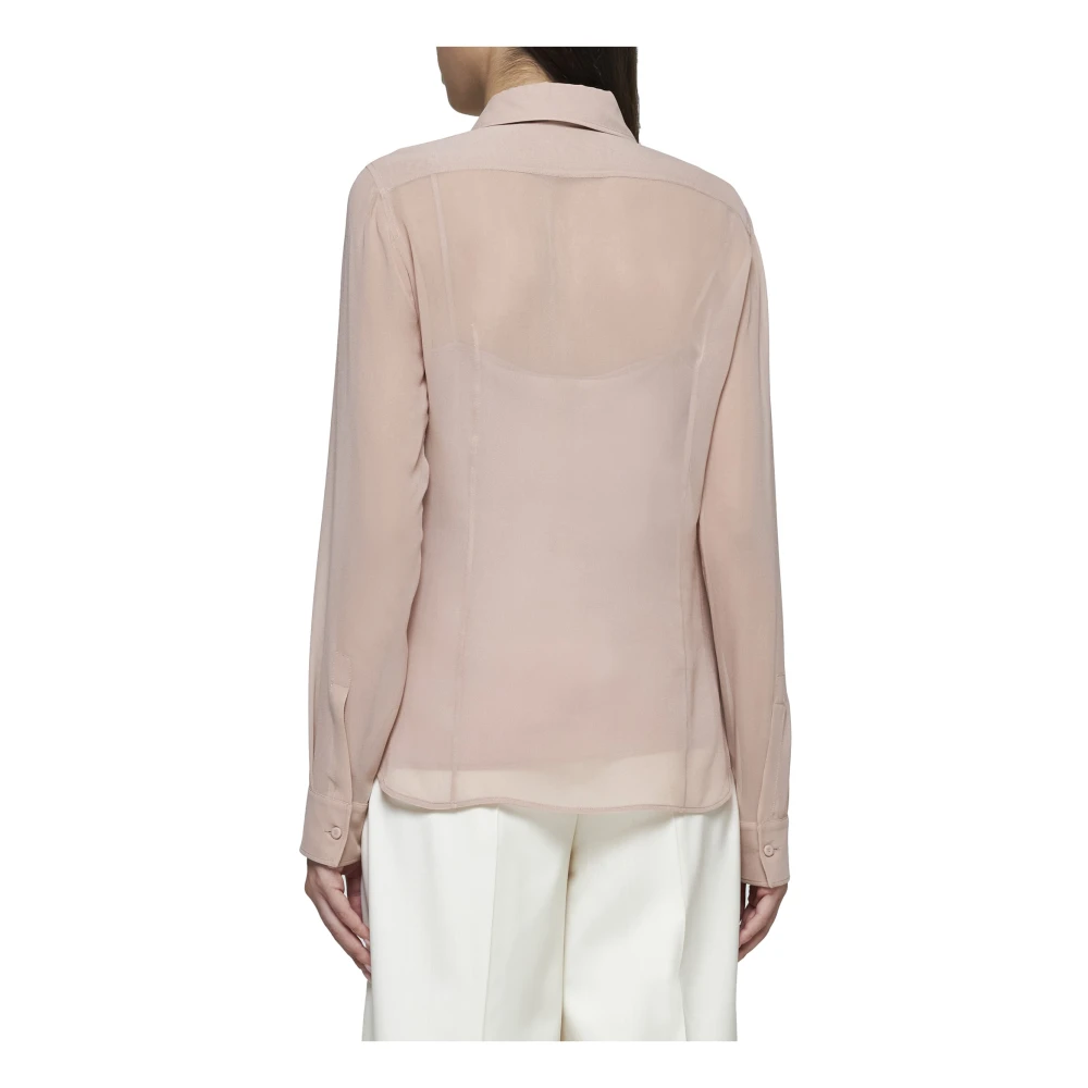 Max Mara Poederroze Zijden Sheer Shirt Pink Dames
