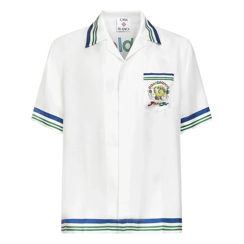 Casablanca Men's White Tennis Mascot Silk-Twill Shirt