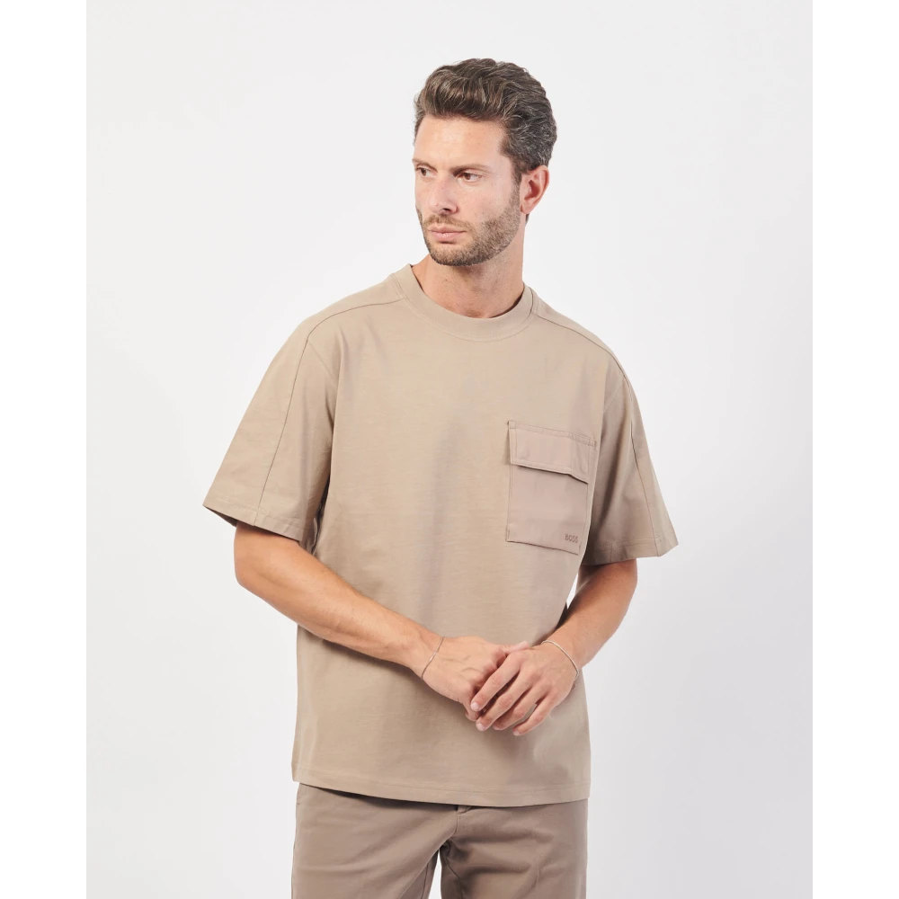 Hugo Boss Beige Pocketcargo T-shirt met Logozak Beige Heren
