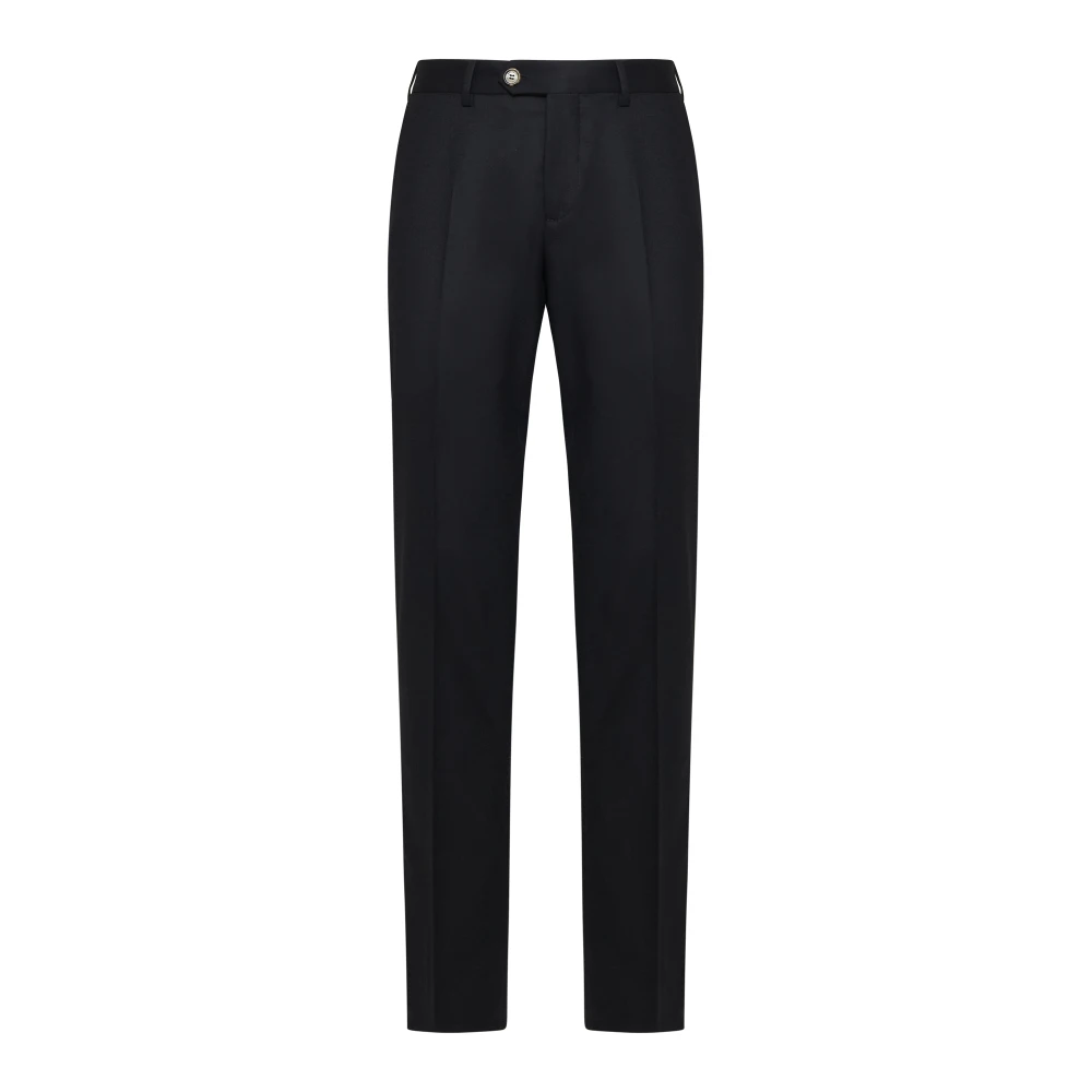 BRUNELLO CUCINELLI Zwarte Wollen Broek Rechte Pijp Black Heren