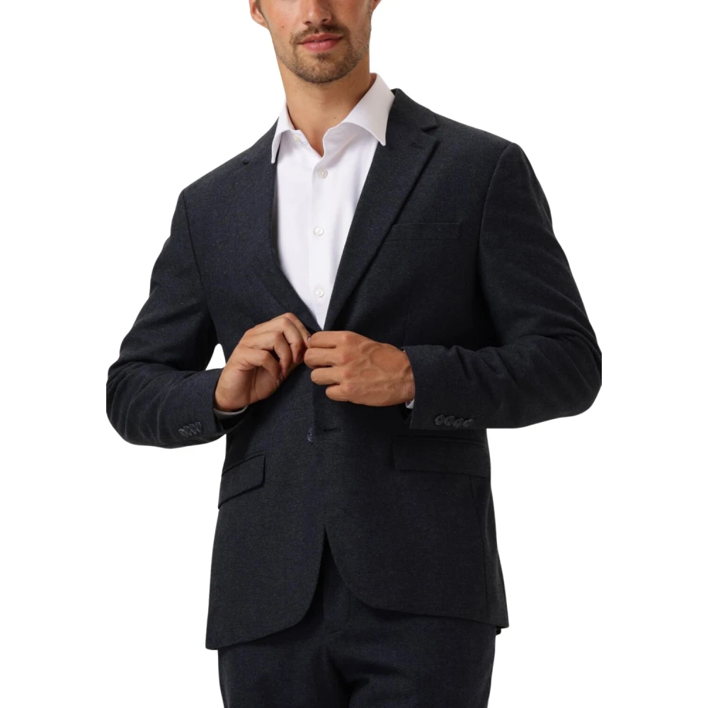 SELECTED HOMME Heren Colberts Slhslim-reed Wool Blz Donkerblauw