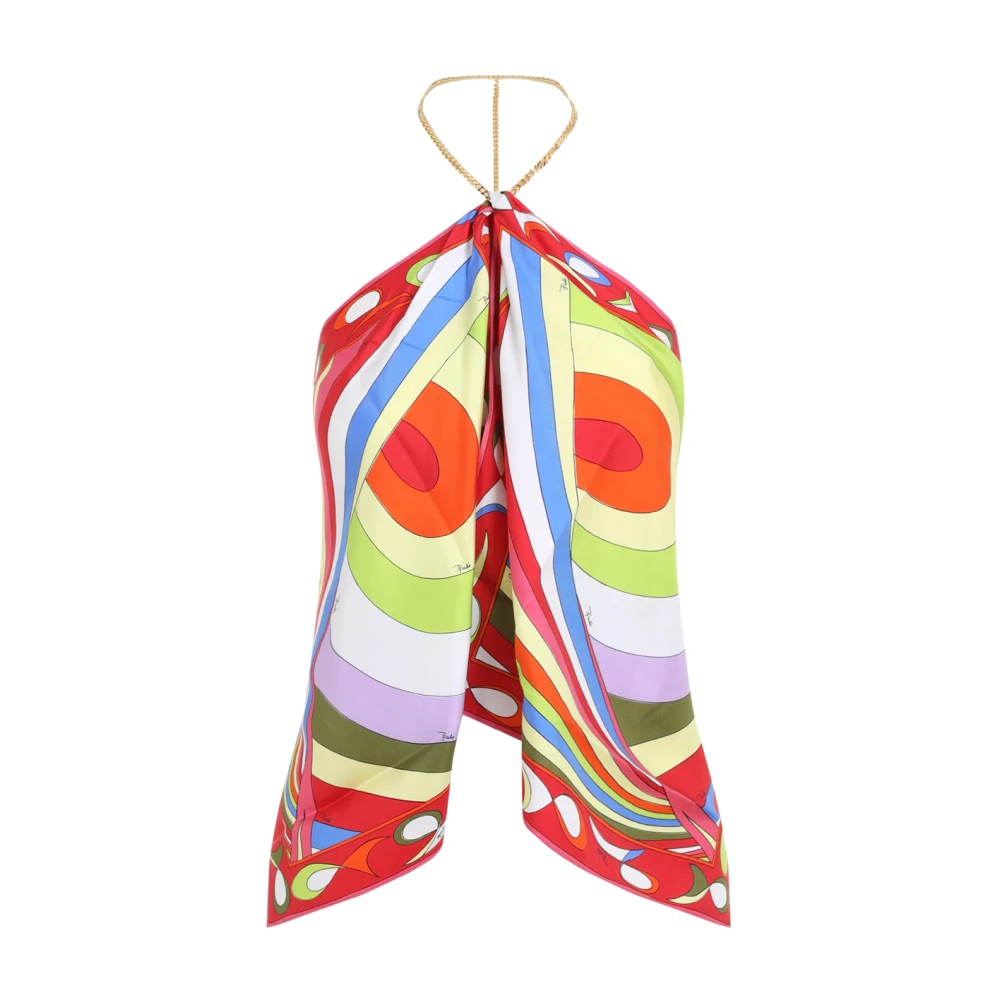 EMILIO PUCCI Abstract Print Zijden Sjaal Top Multicolor Dames