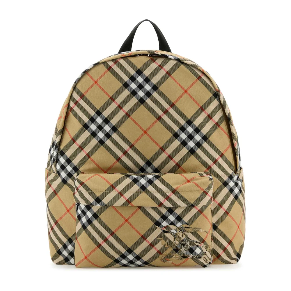 Burberry Men's Embroidered Fabric Check Backpack