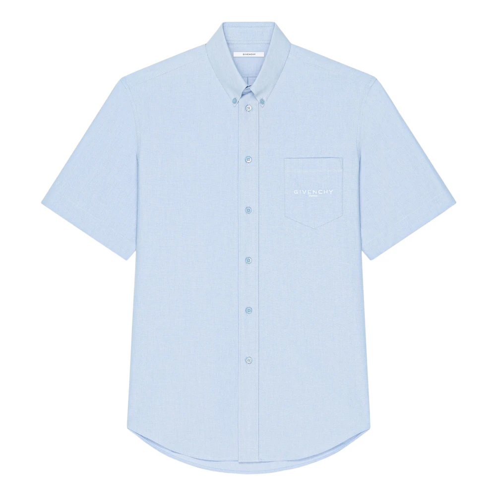 Givenchy Men's Blue Shirt In Cotton Oxford With Paris Jacquard