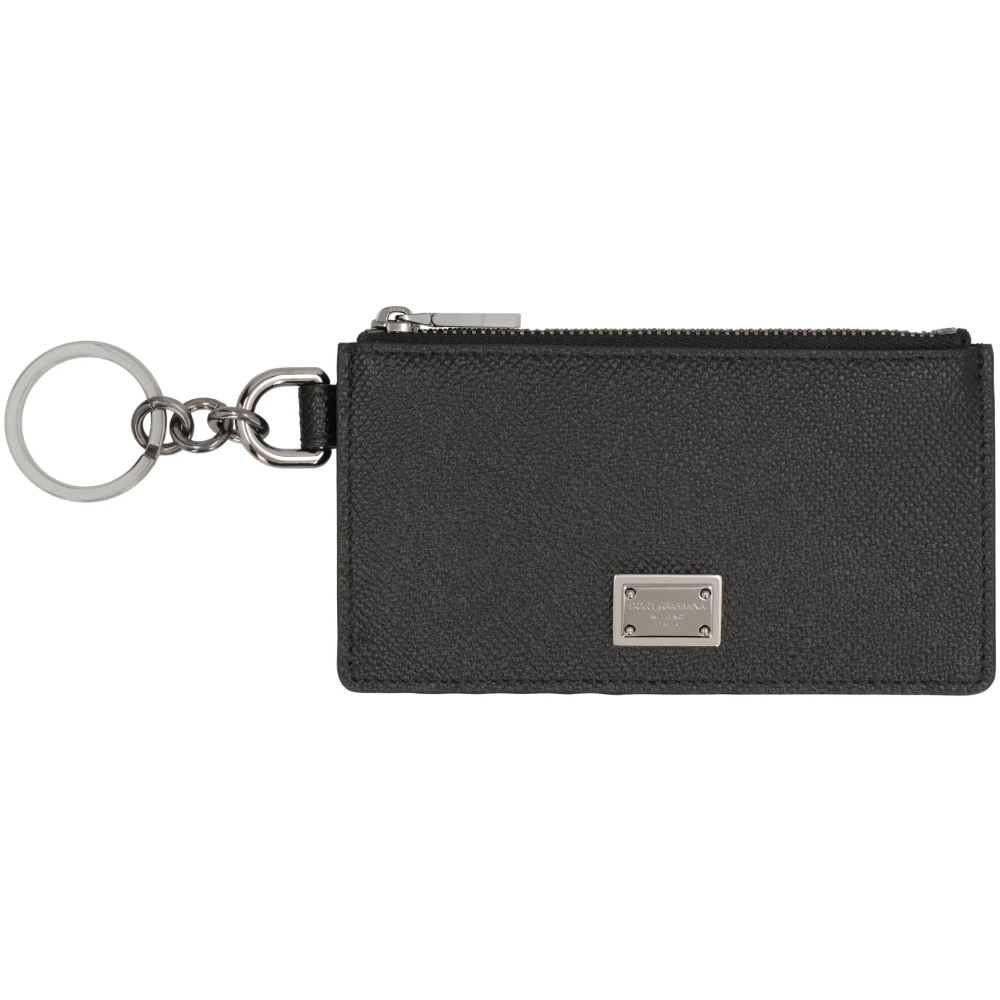 Dolce & Gabbana Dauphine-print Leren Kaarthouder Black Heren