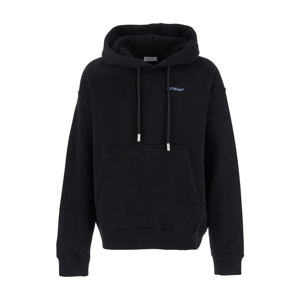 Off White Svart Logo Hoodie med Arrow Skate Black, Herr