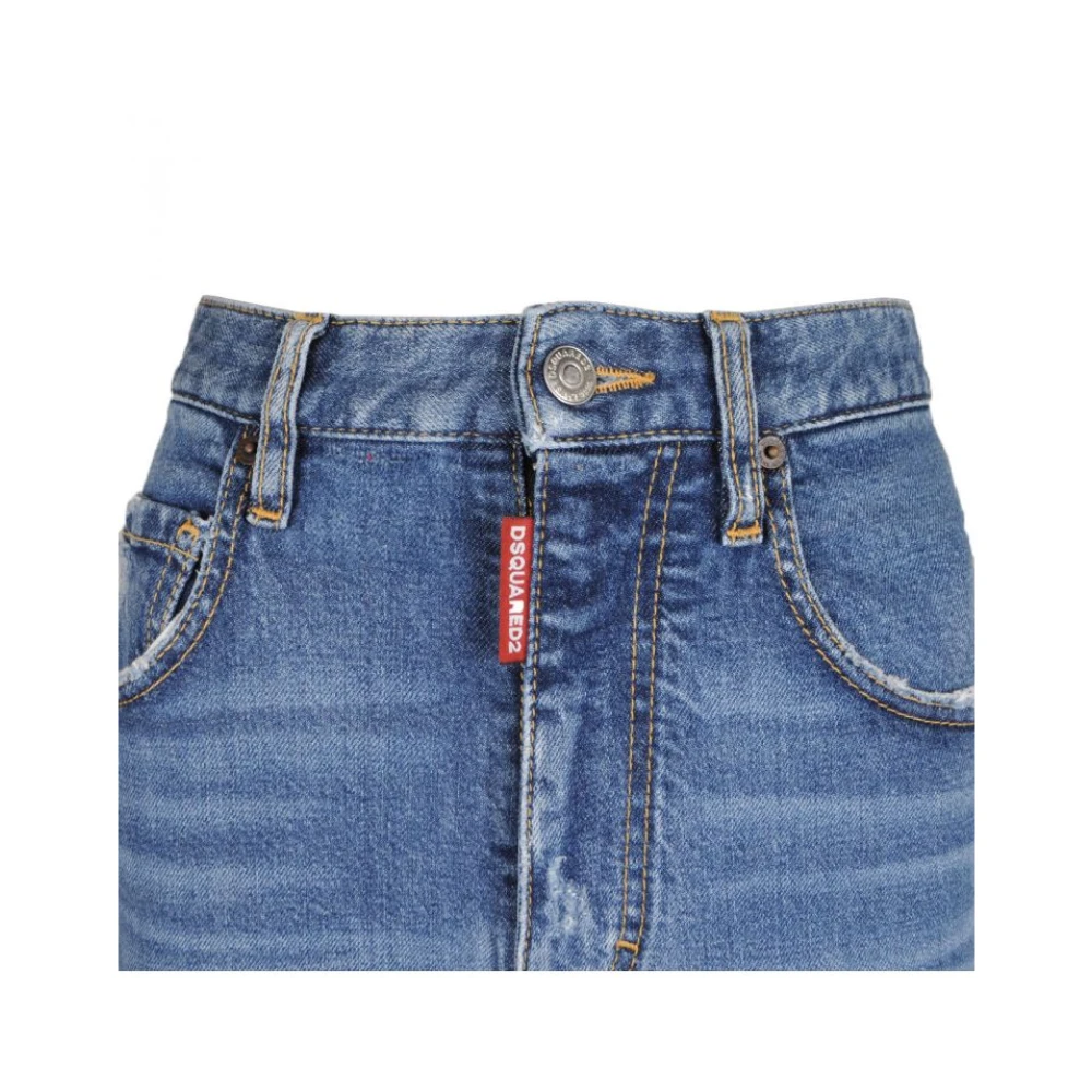 Dsquared2 High Waist Straight Leg Jeans Blue Dames