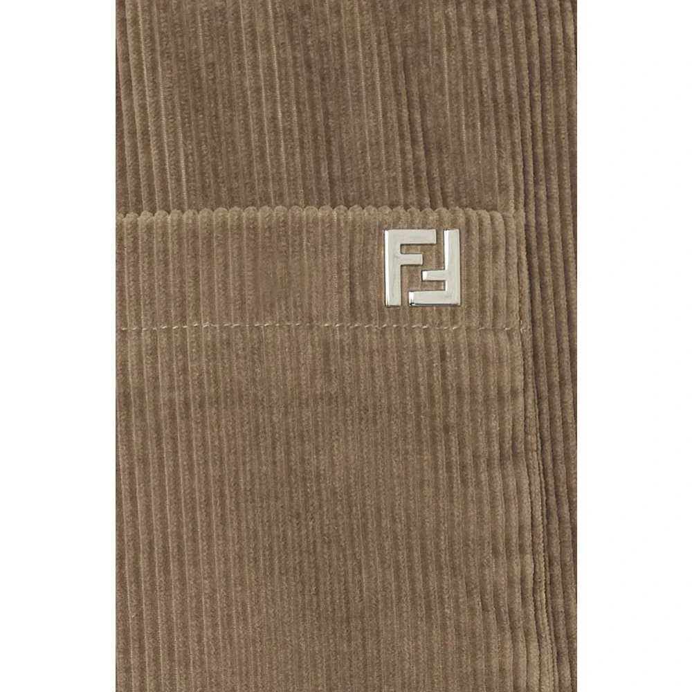 Fendi Bruine Corduroy Straight Leg Broek Brown Heren