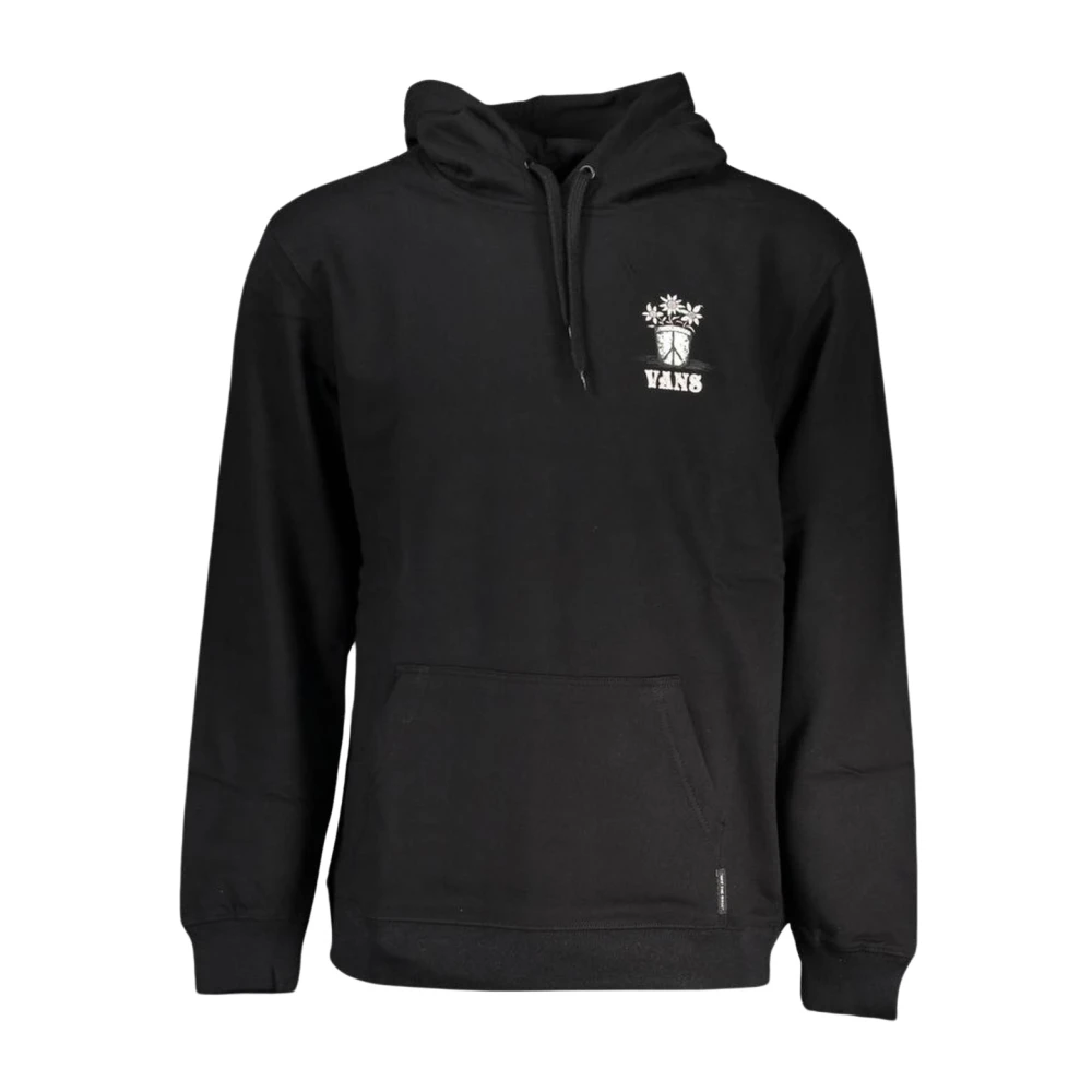 Vans Men's Black Fleece Hooded Sweatshirt With Central Pocket And Logo Print - Hoodies - M- Sweatshirts & Hoodies