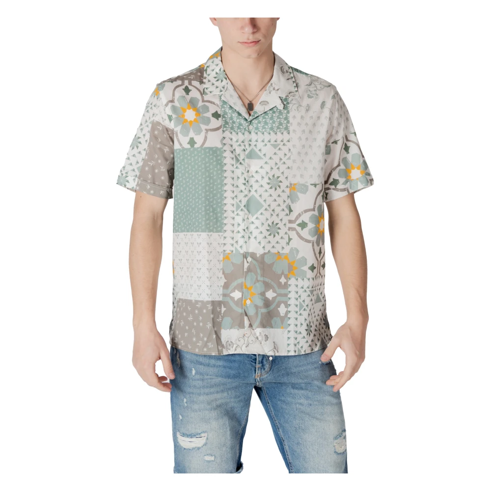 Antony Morato Groen Print Korte Mouw Overhemd Multicolor Heren