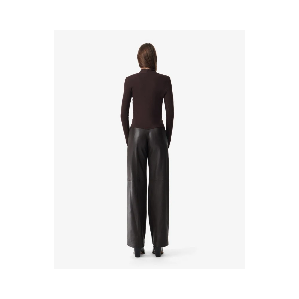 IRO Viscose V-hals T-shirt met schouderopeningen Brown Dames