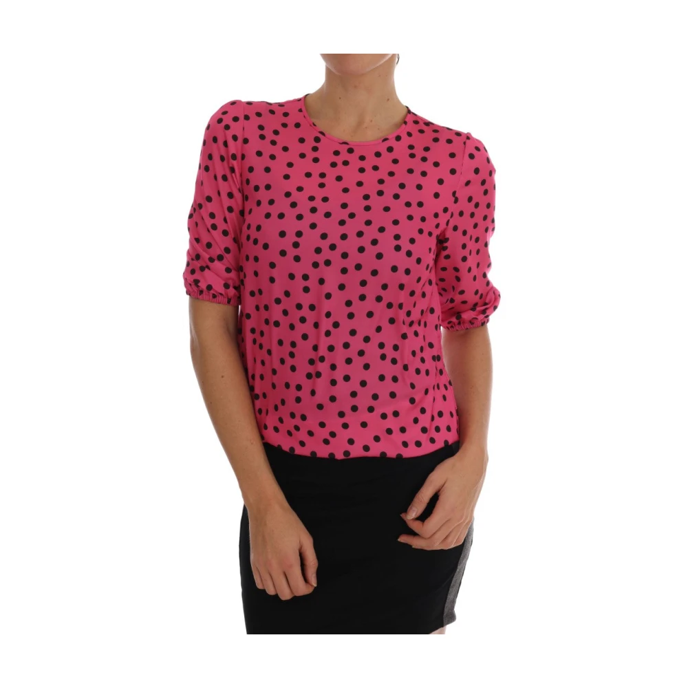 Dolce & Gabbana Women's Pink Blouses, 2XS, Short Sleeve Blouse T-Shirt Top