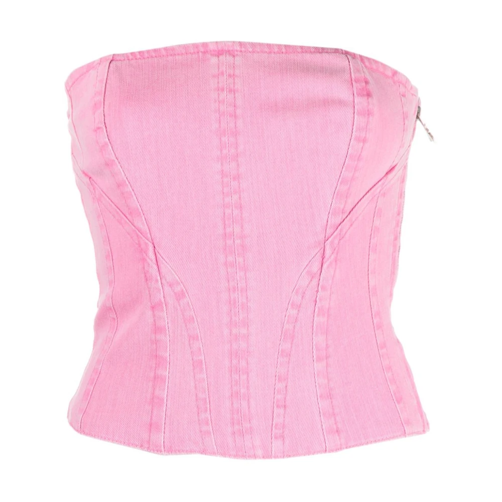 PATRIZIA PEPE Roze Stone Wash Essential Bustier Pink Dames