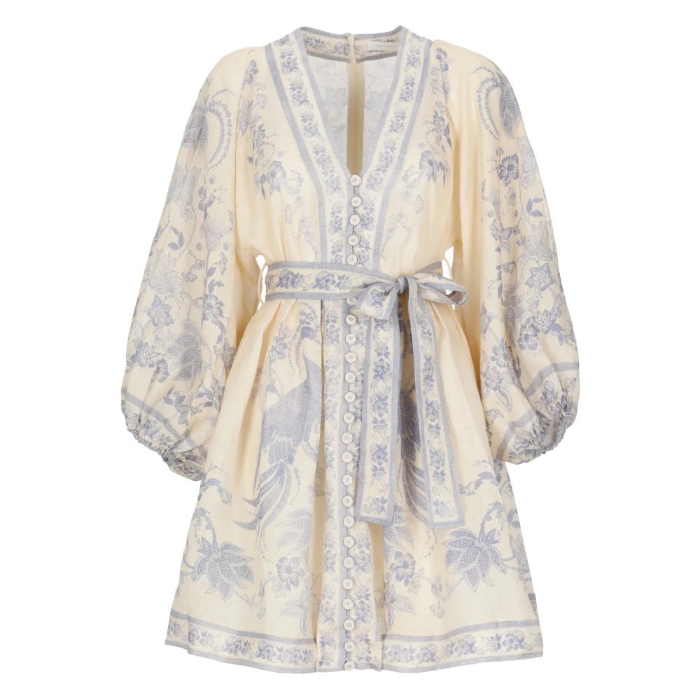 Zimmermann , Short Dresses, Female, Multicolor, M, Indra Plunge Mini Dress