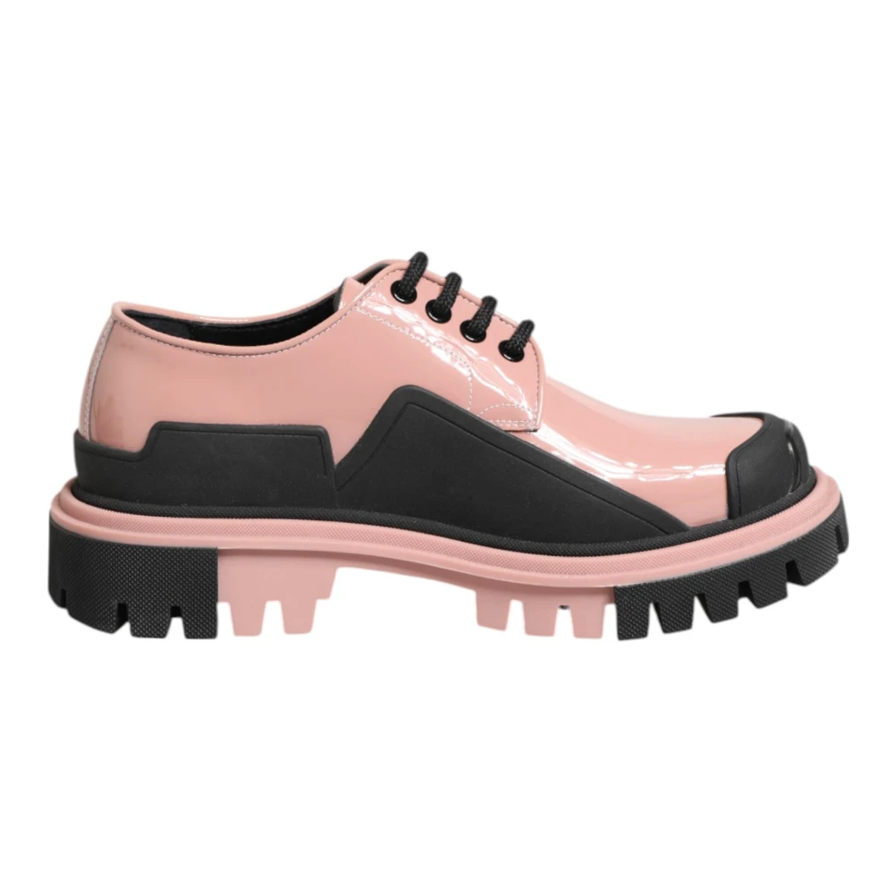 Dolce & Gabbana , Laced Shoes, Female, Pink, 3 1/2 Uk, Pink Leather Lace-Up Trainers